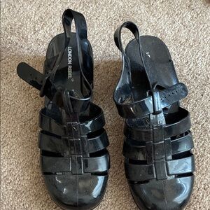 London Rebel Glossy Black Women's Sandals